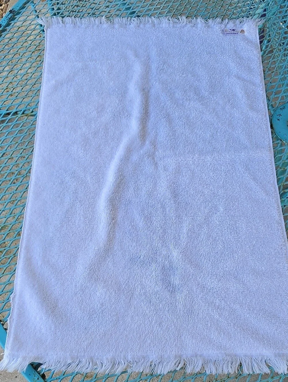 Cannon Royal Family White/Blue Floral Fringed Cotton Bath & Hand Towels roses